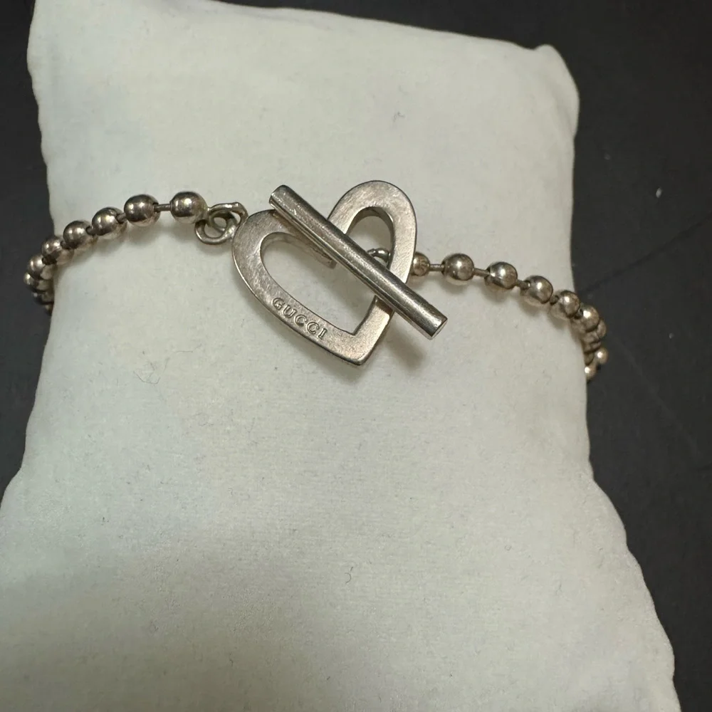 Authentic GUCCI Vintage Heart Necklace 925 SILVER - Picture 4 of 12